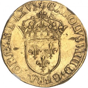 Charles IX (1560-1574). Écu d’or au soleil, 1er type 1566, A, Paris.