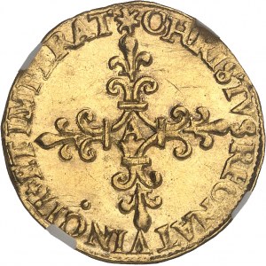 Charles IX (1560-1574). Écu d’or au soleil, 1er type 1566, A, Paris.