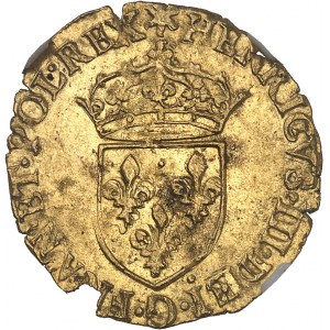 Henri III (1574-1589). Écu d’or au soleil, 1er type, écu de face 1578, S, Troyes.