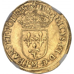 Henri III (1574-1589). Écu d’or au soleil 3e type 1576, M, Toulouse.