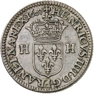 Henri IV (1589-1610). Piéfort quadruple du douzain 1607, A, Paris.