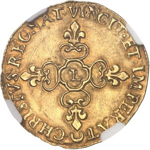 Louis XIII (1610-1643). Écu d’or au soleil, 1er type 1636, L, Bayonne.