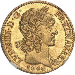 Louis XIII (1610-1643). Louis d’or à la mèche courte 1640, A, Paris.
