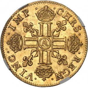 Louis XIII (1610-1643). Louis d’or à la mèche courte 1640, A, Paris.