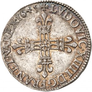 Louis XIV (1643-1715). Quart d’écu, 1er type 1645, F, Angers.