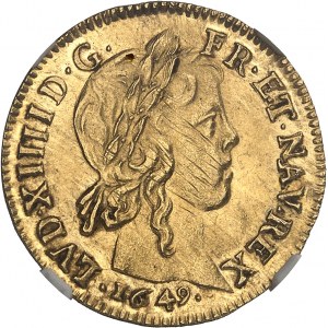 Louis XIV (1643-1715). Louis d’or à la mèche longue 1649, &, Aix-en-Provence.