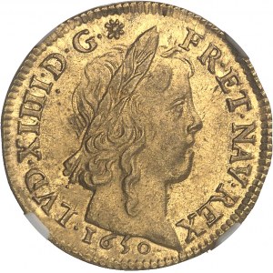Louis XIV (1643-1715). Louis d’or à la mèche longue 1650, A, Paris.