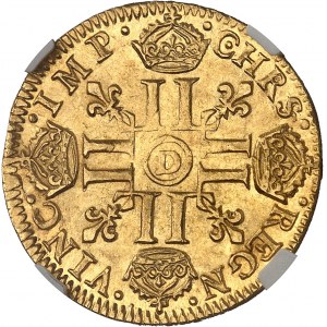 Louis XIV (1643-1715). Louis d’or à la mèche longue 1652, D, Lyon.