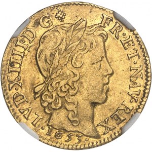 Louis XIV (1643-1715). Louis d’or à la mèche longue 1653, A, Paris.