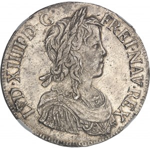 Louis XIV (1643-1715). Écu à la mèche longue 1648, H, La Rochelle.