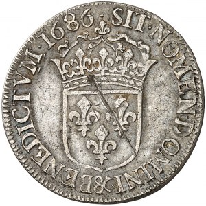 Louis XIV (1643-1715). Demi-écu à la cravate, 2e émission par François Warin 1686, &, Aix-en-Provence.