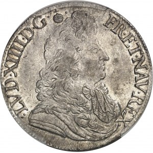 Louis XIV (1643-1715). Écu au jabot ou à la cravate, 2e type 1685, 9, Rennes.