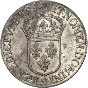Louis XIV (1643-1715). Écu au jabot ou à la cravate, 2e type 1685, 9, Rennes.