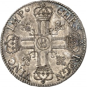 Louis XIV (1643-1715). Écu aux huit L, 1er type, flan neuf 1691, B, Rouen.