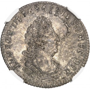 Louis XIV (1643-1715). Huitième d’écu de Flandre aux palmes 1694, W, Lille.