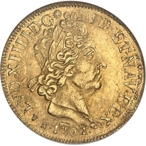 Louis XIV (1643-1715). Double louis aux huit L et aux insignes 1702, M, Toulouse.