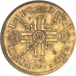 Louis XIV (1643-1715). Double louis aux huit L et aux insignes 1702, M, Toulouse.