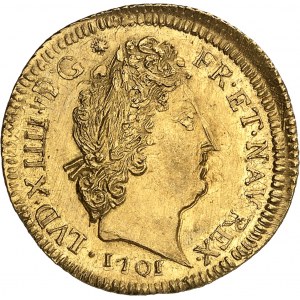 Louis XIV (1643-1715). Louis aux huit L et aux insignes, fausse réformation [1701], [S, Reims], Neuchâtel ?