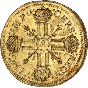 Louis XIV (1643-1715). Louis aux huit L et aux insignes, fausse réformation [1701], [S, Reims], Neuchâtel ?