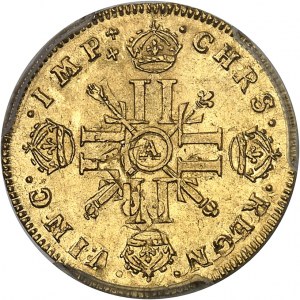 Louis XIV (1643-1715). Demi-louis aux huit L et aux insignes, réformation 1702, A, Paris.