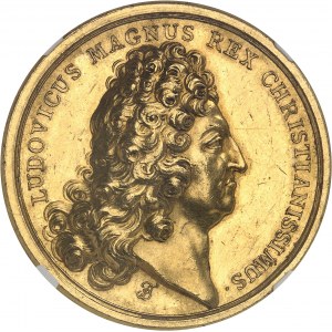 Louis XIV (1643-1715). Médaille d’Or, Chambre de Commerce de Lyon, par T. Bernard 1702, Paris.