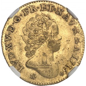 Louis XV (1715-1774). Louis d’or aux insignes, 2e type 1716, C, Caen.