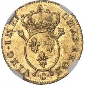 Louis XV (1715-1774). Louis d’or aux insignes, 2e type 1716, C, Caen.