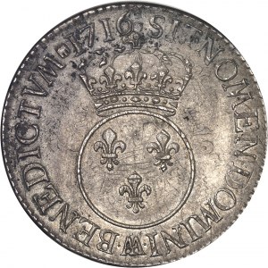 Louis XV (1715-1774). Écu dit Vertugadin 1716, AA, Metz.