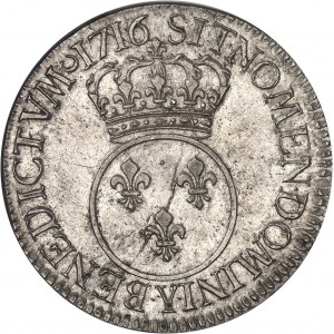 Louis XV (1715-1774). Écu dit Vertugadin 1716, Y, Bourges.
