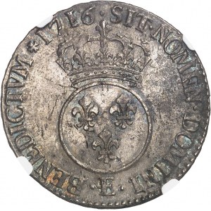 Louis XV (1715-1774). Demi-écu dit Vertugadin 1716, E, Tours.