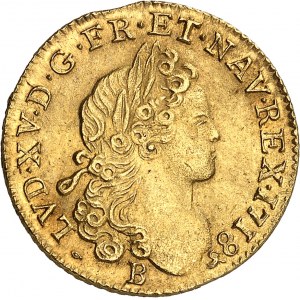 Louis XV (1715-1774). Louis d’or à la croix chevalier 1718, B, Rouen.