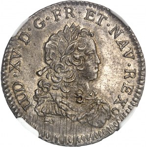Louis XV (1715-1774). Tiers d’écu de France, flan neuf 1720, E, Tours.