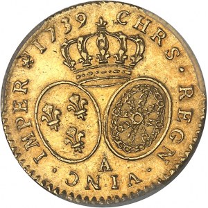 Louis XV (1715-1774). Demi-louis d’or aux lunettes 1739, 2e semestre, A, Paris.