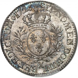 Louis XV (1715-1774). Cinquième d’écu aux rameaux d’olivier 1726, X, Amiens.