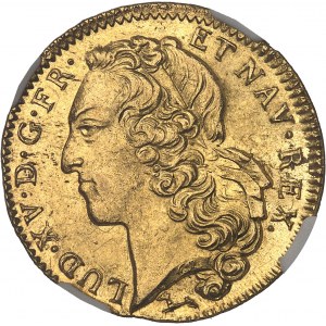 Louis XV (1715-1774). Double louis d’or au bandeau 1747, L, Bayonne.
