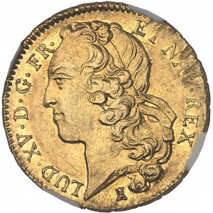 Louis XV (1715-1774). Double louis d’or au bandeau 1764/2, T, Nantes.
