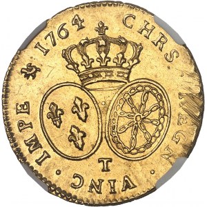 Louis XV (1715-1774). Double louis d’or au bandeau 1764/2, T, Nantes.