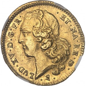 Louis XV (1715-1774). Double louis d’or de Béarn au bandeau 1767, vache, Pau.