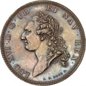 Louis XVI (1774-1792). Essai en bronze de l'écu par Droz ou écu de Calonne, tranche à trois viroles 1786 (postérieur), A, Paris.