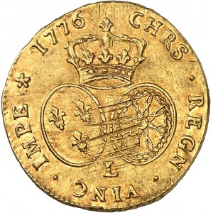 Louis XVI (1774-1792). Double louis d’or aux lunettes 1776, L, Bayonne.