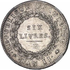 Convention (1792-1795). Écu de 6 livres FRANÇOISE 1793 - An II, D, Lyon.