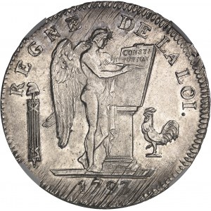 Convention (1792-1795). Écu de 6 livres FRANÇOISE 1793 - An II, D, Lyon.