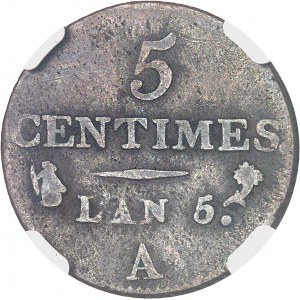 Directoire (1795-1799). Cinq centimes Dupré, petit module An 5 (1796), A, Paris.