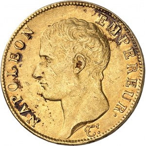 Premier Empire / Napoléon Ier (1804-1814). 40 francs tête nue, calendrier révolutionnaire An 14 (1806), W, Lille.