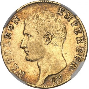 Premier Empire / Napoléon Ier (1804-1814). 20 francs tête nue, calendrier révolutionnaire An 13 (1805), Q, Perpignan.