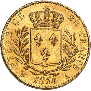 Louis XVIII (1814-1824). 20 francs buste habillé 1814, A, Paris.