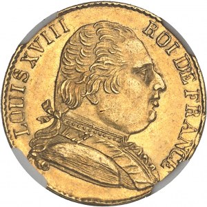 Louis XVIII (1814-1824). 20 francs buste habillé 1815, R, Londres.