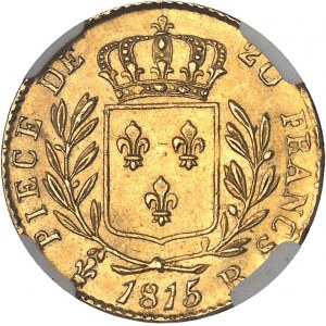 Louis XVIII (1814-1824). 20 francs buste habillé 1815, R, Londres.