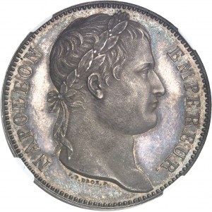 Cent-Jours / Napoléon Ier (mars-juillet 1815). Piéfort de l’essai 5 francs Cent-Jours, tranche lisse, par Droz, Flan bruni (PROOF) 1815, A, Paris.