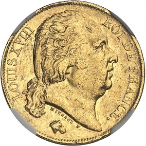 Louis XVIII (1814-1824). 20 francs tête nue 1820, Q, Perpignan.